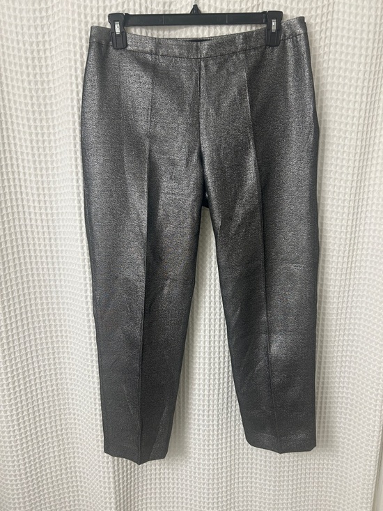 St. John Pants - St. John Emma Metallic Silver Pants Size 12 Side Zipper